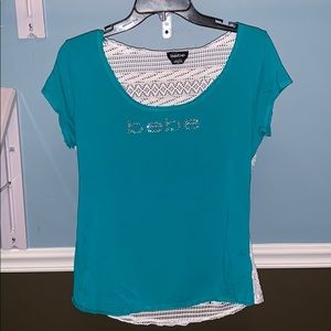 BEBE Lace Back Tee Large